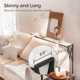 MAHANCRIS 39.4” Narrow Sofa Table with Charging Station, Skinny Console Table, Slim Entryway Hallway Couch Table, for Entrance, Foyer, Living Room, Hallway, Marble CTHM151E01 MAHANCRIS