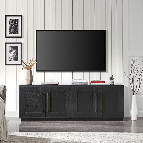 Henn&Hart Tillman Rectangular TV Stand for TV's up to 80" in Black Grain