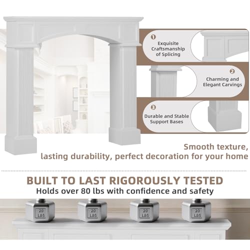 EPICOZY Modern Fireplace Mantel Surround, White Freestanding Surround Mantel for Electric Fireplaces, Waterproof & Anti-Tipping, Premium MDF Wooden Mantel with Leg for Living Room EPICOZY