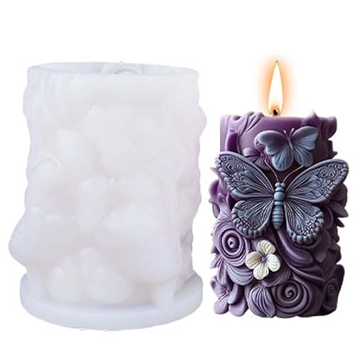 Butterfly Flower Cylinder Molds Silicone Wave Spiral Candle Mold - Silicone Resin Casting Molds for Candle & Resin & Soap Craft Supplies