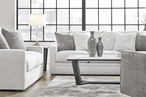 Signature Design by Ashley Maitelynn Contemporary Loveseat with Accent Pillows, Reversible Cushions and Sloped Arms, Light Gray Signature Design by Ashley
