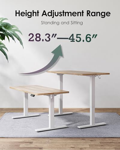 TIQLAB 55 * 28 Inches Standing Desk, Adjustable Height Stand up Desk,Sit Stand Home Office Table with Splice Board, Maple TIQLAB