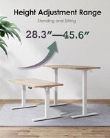 TIQLAB 55 * 28 Inches Standing Desk, Adjustable Height Stand up Desk,Sit Stand Home Office Table with Splice Board, Maple TIQLAB