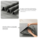 NookZuzu 3 Piece Cotton Stripe Fitted Sheet and Pillowcase Set,Including 1 Full Gray Fitted Sheet & 2 Pillowcase Set,Organic Cotton Deep Pocket Fitted Sheet，NO Flat Sheet Included,Soft and Cooling NookZuzu
