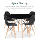 Best Choice Products 5-Piece Dining Set, Compact Mid-Century Modern Table & Chair Set for Home, Apartment w/ 4 Chairs, Plastic Seats, Wooden Legs, Metal Frame - Black/Oak Best Choice Products
