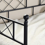Liink1Ga Twin Size Daybed Frame, Day Bed Black Metal Daybed Frame with Headboard, Mattress Platform Base Box Spring Replacement Sofa Bed for Living Room Guest Room/Style X/Black Liink1Ga