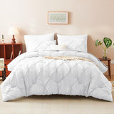 CozyLux Twin Comforter Set with Sheets White, 5 Pieces Pintuck Bed in A Bag, Twin Bed Set Gift for Family, Pinch Pleat Bedding Set with Comforter, Sheets, Pillowcase & Sham CozyLux