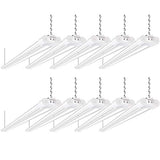 10 Pack 4FT Linkable LED Utility Light Fixture, 4400lm, 42W, 5000K Daylight for Workshop, Garage, Hanging or Surface Mount, with Power Cord, ETL hykolity