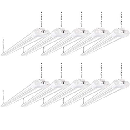 10 Pack 4FT Linkable LED Utility Light Fixture, 4400lm, 42W, 5000K Daylight for Workshop, Garage, Hanging or Surface Mount, with Power Cord, ETL - WoodArtSupply