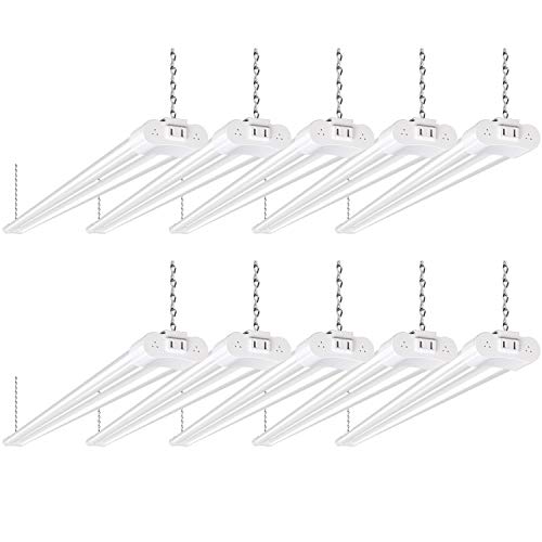 10 Pack 4FT Linkable LED Utility Light Fixture, 4400lm, 42W, 5000K Daylight for Workshop, Garage, Hanging or Surface Mount, with Power Cord, ETL - WoodArtSupply