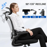 ALLGOD Ergonomic Office Chair, Mesh Desk Chair with Lumbar Support, High Back Home Office Chair with Adjustable Headrest and Flip-Up Arms, Comfortable Computer Chair, Thick Cushion, 300 LBS, Black ALLGOD