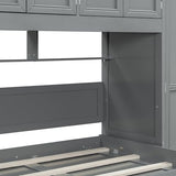MERITLINE Twin Horizontal Murphy Bed with Desk and Storage Wardrobe,Cabinets,Shelves and Drawers, Wood Space-Saving Hidden Murphy Wall Bed for Teens Adults (Twin,Grey) MERITLINE