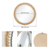 SWTHONY 15 Inch Boho Round Hanging Wall Mirror Decorative Rattan Circle Wall Mounted Mirror for Farmhouse, Living Room, Bedroom, Bathroom SWTHONY