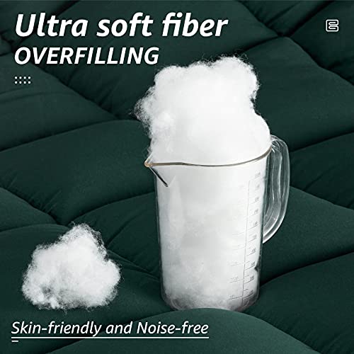 HYLEORY All Season Twin Size Bed Comforter - Cooling Goose Down Alternative Quilted Duvet Insert with Corner Tabs - Winter Warm - Machine Washable - Emerald Green HYLEORY