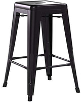 FDW Metal Bar Stools Set of 4 Counter Height Bar Stools 24 Inches Industrial Bar Chairs Patio Stool Stackable Backless Stool Indoor Outdoor Metal Kitchen Stools Bar Chairs (Black, 24") FDW