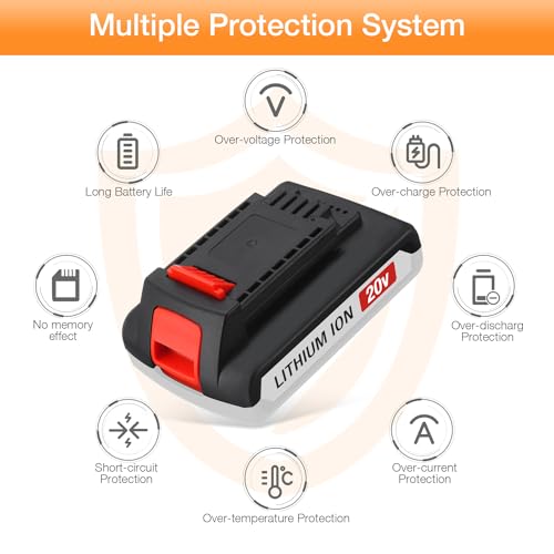 FirstPower 3.6Ah LBXR20 Battery - Repalce for Black and Decker 20v Lithium Battery, Compatible with LBXR20 LB20 LBX20 LBX4020 LB2X4020 Tools (2 Packs) FirstPower
