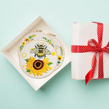 Nuberlic 3 Pack Embroidery Kit for Beginner Adults, Cross Stitch Set with Cute Bee Patterns, Includes Cloth, Hoops, Threads, Needles, Instructions