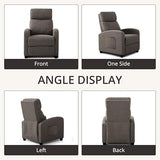zzlay Recliner Chair for Living Room, Modern Adjustable Home Theater Seating Single Sofa Manual Push Back Armchair with Soft Linen Upholstery & High Backrest for Small Spaces, Linen-Gray