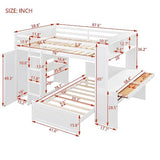 Full Over Twin Bunk Beds with Desk and Drawers , Wooden Full Size Loft Bed with Removable Twin Bed , Wardrobe and Shelves , Storage Bunk Bed with Ladder & Guardrails for Kids Girls Boys , White Harper & Bright Designs