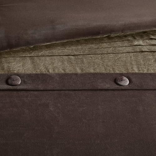 Madison Park Boone Cozy Comforter Set, Faux Suede, Deluxe Hotel Styling All Season Down Alternative Bedding Matching Shams, Decorative Pillow, King (104 in x 92 in), Rustic Brown 7 Piece Madison Park