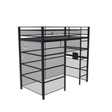 X Rocker Battle Den Twin Size Gaming Bunk Bed, Metal Frame with Grid Mesh Sides, High Sleeper, Fixed Ladder, Black X Rocker