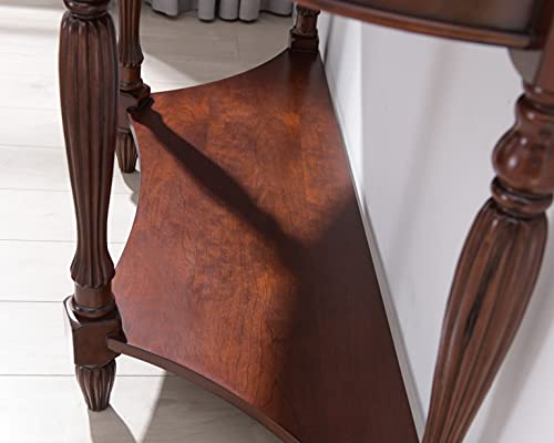 Solid Wood Semi-Circle Sofa Table with Drawer, 45.3" Traditional Living Room Console Table with Open Bottom Shelf 2-Tier Vintage Elliptical Entry Table for Home Office,Cherry Walnut SFZ1533 PADMA HOUSE