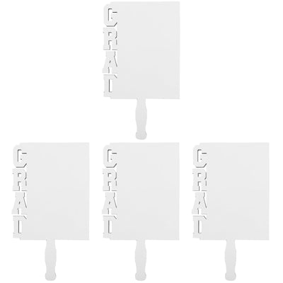 4pcs Graduation Decoration Fan Photo Frame Graduation Picture Holder Sublimation Wooden Picture Frame Photo Plaque Frame Blank Picture Frame Grad Decoration Handheld White