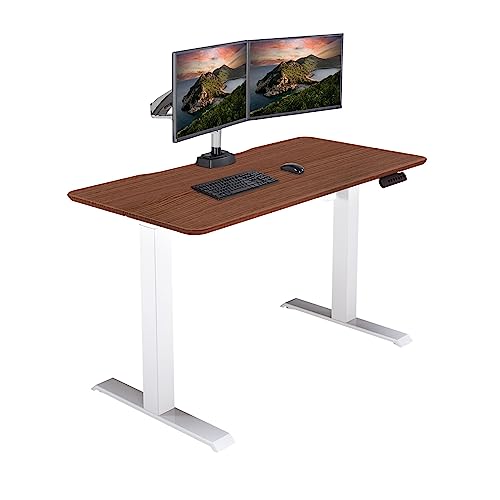 Vari Essential Electric Standing Desk for Home Office – 48x24 Sit-Stand VariDesk, 4 Memory Height Presets, 2-Piece Laminate Wood Top, Sturdy T-Style Legs, Supports 150 Lbs + Easy Assembly (Hazel Wood) Vari