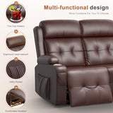 Futon Sofa Bed, 3-Seater Reclining Futon Home Theater Seating Couch with Flip Middle Backrest, RV Wall Hugger Sleeper Sofa Bed with Pockets, Dawer & Cup Holders, 150° Recline for RV & Living Room Tiooii