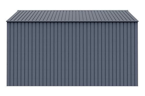 Arrow Shed Elite 14' x 12' Tall Outdoor Steel Storage Shed with High Gable and Lockable Doors Storage Building, Anthracite Arrow