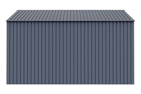 Arrow Shed Elite 14' x 12' Tall Outdoor Steel Storage Shed with High Gable and Lockable Doors Storage Building, Anthracite Arrow
