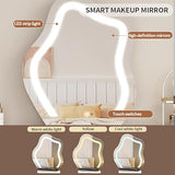 ZGNBSD Smart Vanity Table with Drawers - Vanity Set | Equipped with Charging Station & Speaker | Multi-Layer Solid Wood Material | Includes LED Makeup Mirror and Chair ZGNBSD