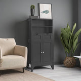 Iwell Tall Bathroom Cabinet, Storage Cabinet with 2 Drawers & Adjustable Shelves, Bathroom Storage Cabinet for Living Room, Dining Room, Entryway, Black Iwell