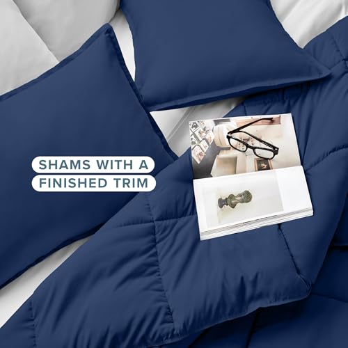 Bare Home Comforter Set - Ultra-Soft - Goose Down Alternative - Premium 1800 Series - All Season Warmth (Twin/Twin XL, Dark Blue) Bare Home