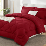 CozyLux Full Size Comforter Sets Dark Red - 7 Pieces Bed in a Bag Full, Luxury Soft Bed Set for All Seasons, Bedding Set with Down Alternative Comforter, Sheets, Pillowcases & Shams CozyLux