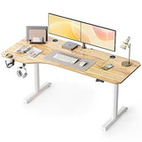 FEZIBO Height Adjustable Electric Standing Desk, 63 x 24 Inches Stand up Table, Sit Stand Home Office Desk with Splice Board, LightRusticbrown FEZIBO