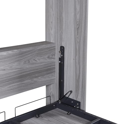 YOPTO Twin Size Murphy Bed Chest with Wardrobe and Drawers,Multifunctional Storage Cabinet Wall Bed,Folding Hidden Bed Frame W/Metal Structure,Space Saving,for Kids Bedroom,Guest Room,Gray YOPTO