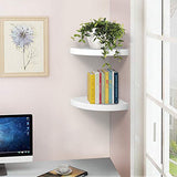 AHDECOR White Corner Wall Shelf, Wall Mounted Wood Corner Shelves, Set of 2 AHDECOR