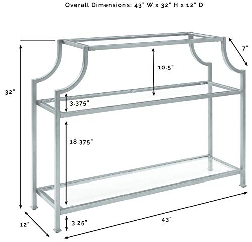 Crosley Furniture Aimee Sofa Console Table with Storage Shelves for Hall, Entryway, or Living Room, Gold and Glass Crosley Furniture