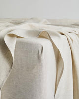 Bed Threads - Linen Fitted Sheet - 100% French Flax Linen - 170 GSM - Luxury & Eco-Friendly - Breathable, Durable & Soft - Single Fitted Sheet Only - Machine Washable - Twin XL - Oatmeal Bed Threads