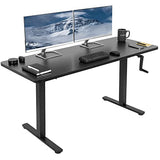 VIVO Manual Height Adjustable 60 x 24 inch Stand Up Desk, Black Solid One-Piece Table Top, Black Frame, Standing Workstation with Foldable Handle, DESK-KIT-MB6B VIVO