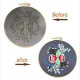 Meecaa Bee Flower Animal Embroidery Kit Starter Set, Hand Embroidery Set,Pattern Printed Cross Stitch Set for Beginner Adults, with Embroidery Hoop and Instructions (Bee 4)