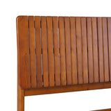 Walker Edison Queen Transitional Vertical Slatted Headboard Solid Wood Bed, Queen Size, Brown Walker Edison