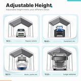 ADVANCE OUTDOOR 10x15 ft Heavy Duty Carport Potable Car Canopy Garage Party Tent Boat Shelter, Adjustable Height from 9.5 ft to 11 ft, Gray ADVANCE OUTDOOR