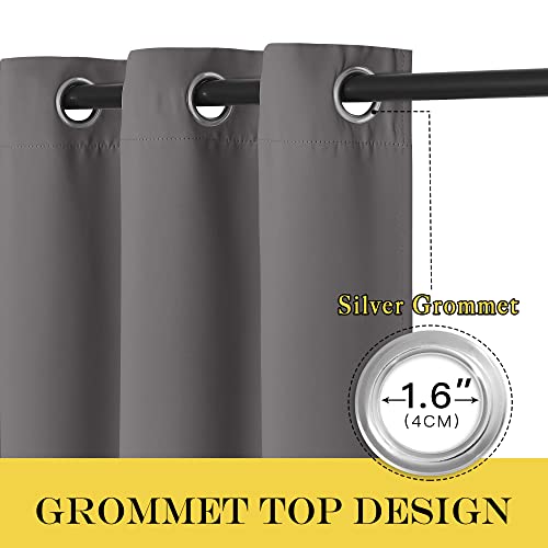 NICETOWN Grey Blackout Patio Sliding Door Curtains 84 inch Length, Grommet Room Divider Thermal Insulated Curtain Drapes for French Door/Living Room (Gray, W100 x L84, 1 Panel) NICETOWN
