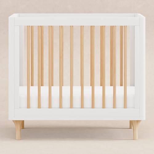 Babyletto Lolly 4-in-1 Convertible Mini Crib and Twin Bed with Toddler Bed Conversion Kit in White and Natural, Greenguard Gold Certified babyletto