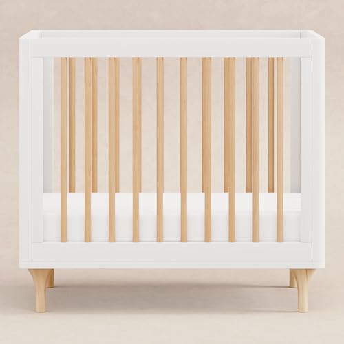 Babyletto Lolly 4-in-1 Convertible Mini Crib and Twin Bed with Toddler Bed Conversion Kit in White and Natural, Greenguard Gold Certified