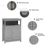 Tangkula Grey Freestanding Bathroom Storage Cabinet with Double Shutter Doors and Adjustable Shelf Tangkula