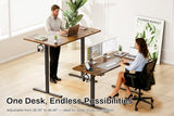 EcoZen Standing Desk Electric Height Adjustable Desk 55 x 33.5 Inches L Shaped Sit Stand up Desk, Computer Home Office Desk Memory Preset with Two-Piece Fir Wood Desktop (Vintage Brown, 55*33.5 Inch) EcoZen