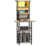 YAKANJ Record Player Stand with Led Light,Record Player Table with Vinyl Storage,Turntable Stand with Record Holder Vinyls Display Shelf for Music Room Studio,Greige YAKANJ
